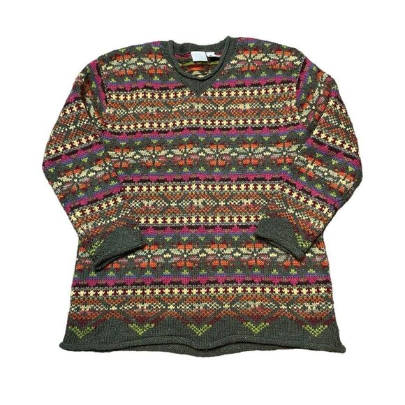 Wool Blend Fair Isle Moda International Sweater Size Medium - Picture 1 of 7